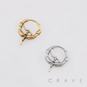 GOTHIC SNAKE SCALE VIKING SHIELD BUCKLE 316L SURGICAL STEEL EARRING